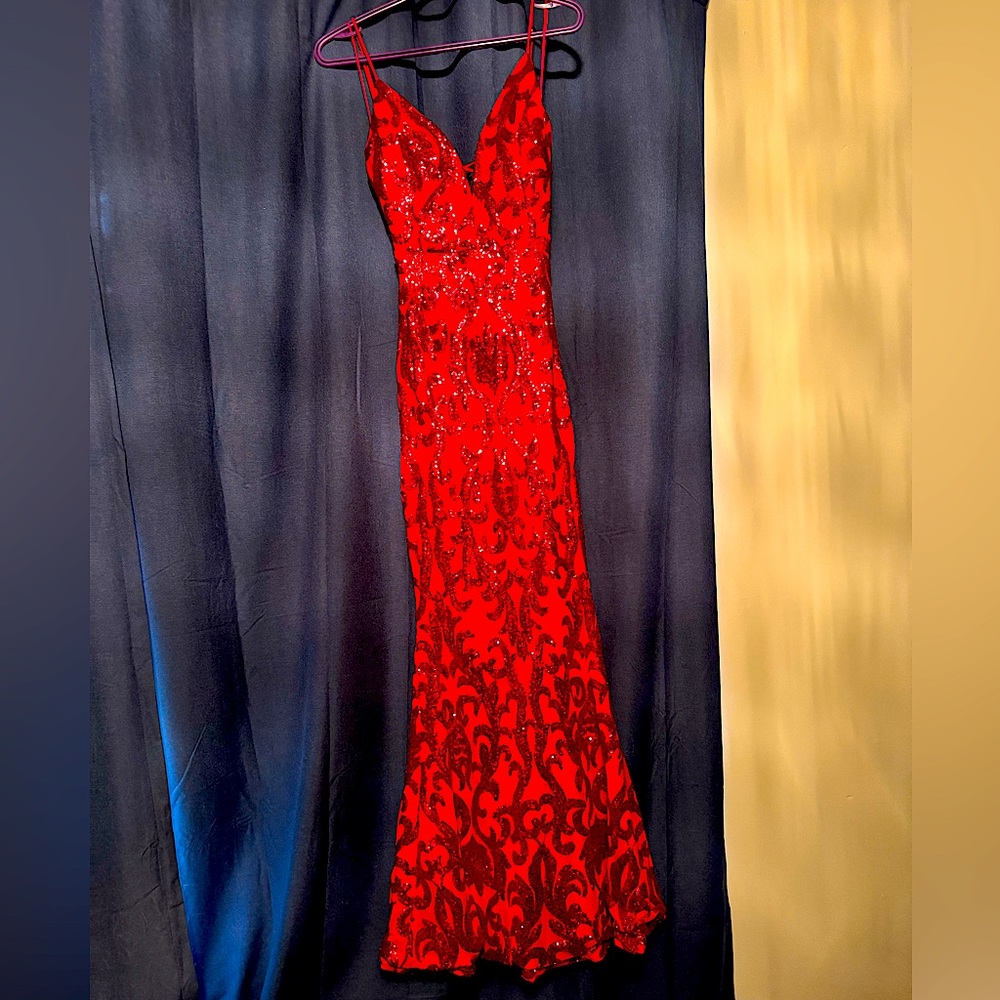 Red sequin Lovely Day prom dress